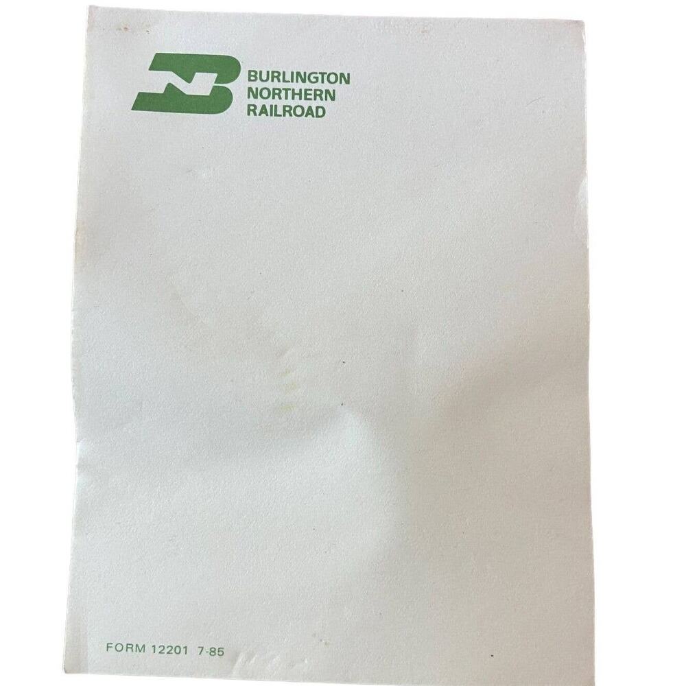 Burlington Northern Railroad Paper Pad Pre 1980s Vintage Railfan Collecting